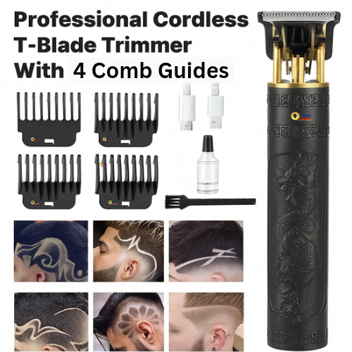 Precision Beard & Hair Trimmer Clipper for Men – Rechargeable Electric Shaving Machine, 4 Combs, Artistic Grooming Tool