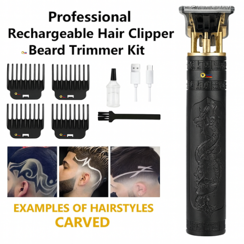 Precision Beard & Hair Trimmer Clipper for Men – Rechargeable Electric Shaving Machine, 4 Combs, Artistic Grooming Tool