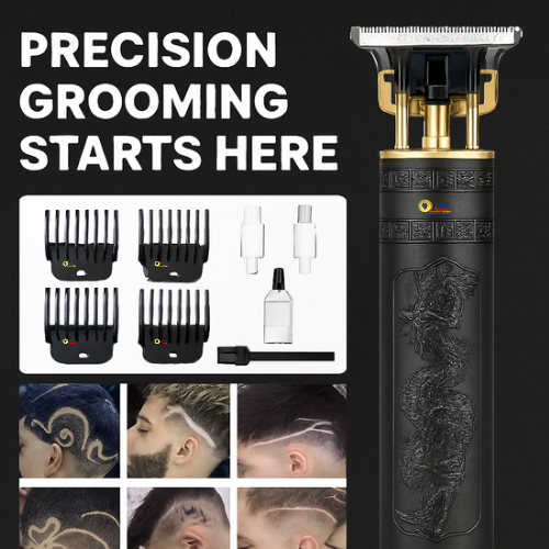 Precision Beard & Hair Trimmer Clipper for Men – Rechargeable Electric Shaving Machine, 4 Combs, Artistic Grooming Tool