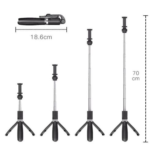Content Creator’s Dream: Selfie Stick / Tripod Stand + LED Light + Bluetooth Remote – All-in-One Mobile Studio - 360° Rotating Phone Holder
