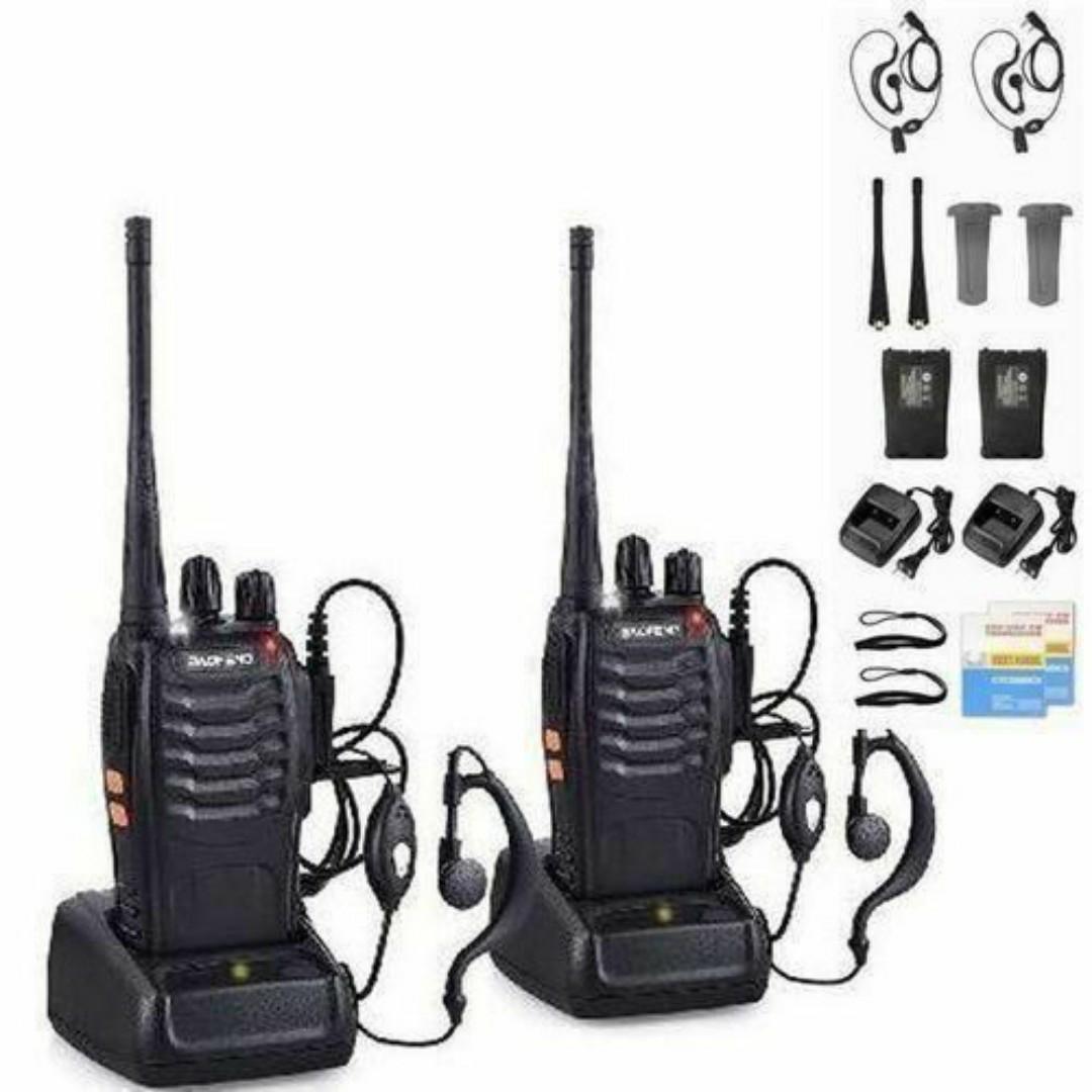 Baofeng 2-Pack Long-Range 5KM Walkie Talkies with Earpieces & Charging Docks – BF 888s & Retevis - 2 Channel Kit for Security, Events, Outdoor Use