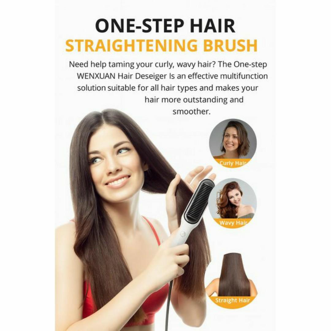 3-in-1 Heated Hair Straightening Hot Air Brush – Fast Styling for Curly, Wavy & Straight Hair