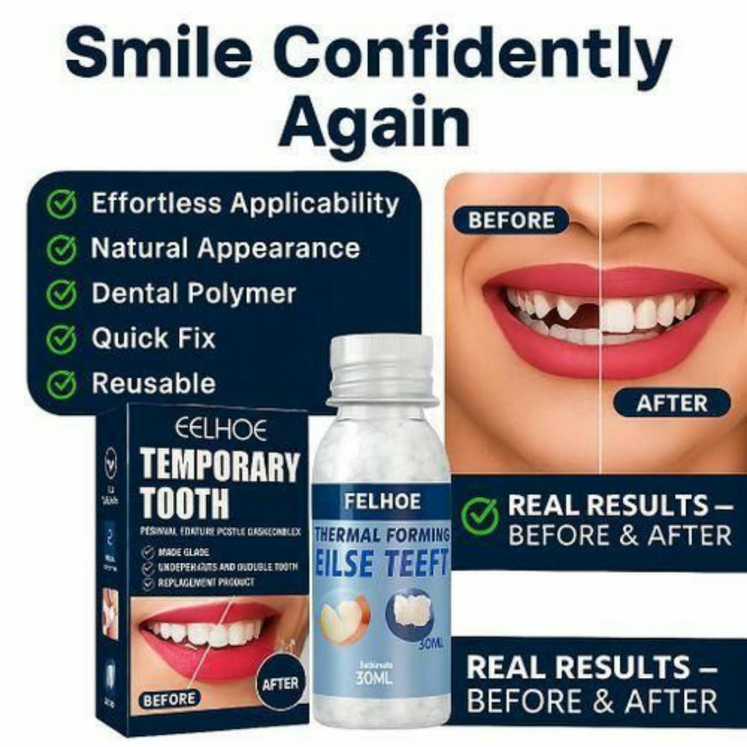 Eelhoe DIY Moldable False Teeth - 30ml Thermal Forming Temporary Tooth Replacement & Fillings - Instant Smile Repair - White Teeth