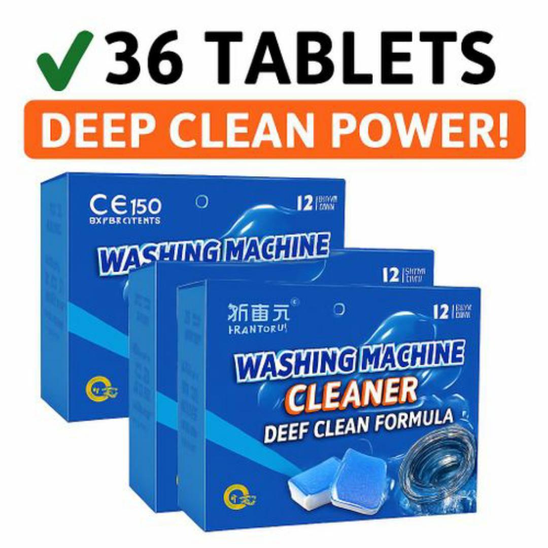 🧼 YanYunLee Effervescent Washing Machine Cleaner Tablets (24 Pack, 24 Months Supply) | Deep Clean, Descale & Deodorize | 99% Antibacterial | High-Efficiency for All Washers & Dishwashers 💧