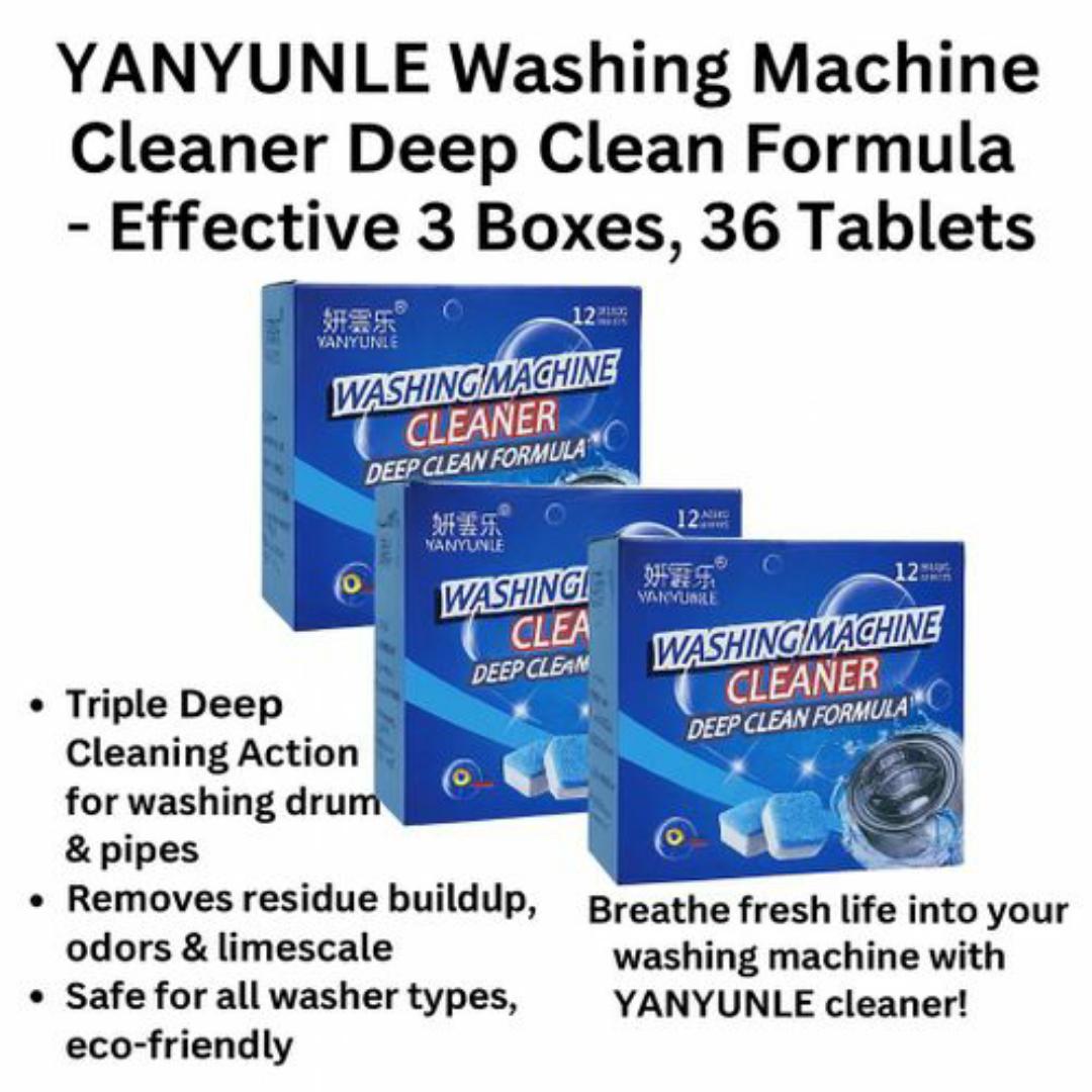🧼 YanYunLee Effervescent Washing Machine Cleaner Tablets (24 Pack, 24 Months Supply) | Deep Clean, Descale & Deodorize | 99% Antibacterial | High-Efficiency for All Washers & Dishwashers 💧