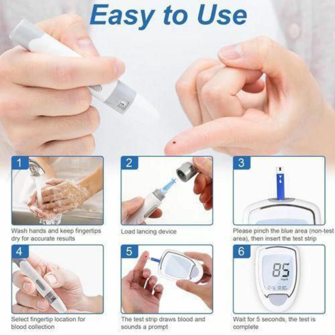 Blood Glucose Monitoring Kit – Accurate, Fast Results + 50 Test Strips + 50 Lancent & Lancing Device