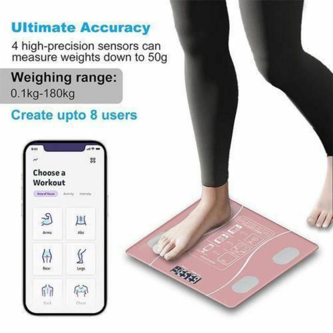 Okok BMI SMART DIGITAL WEIGHING SCALE MACHINE INTELLIGENT BODY FAT SCALE WITH FITNESS TRACKER MONITOR - 18 Health Metrics, App Synced, Temperature Monitor