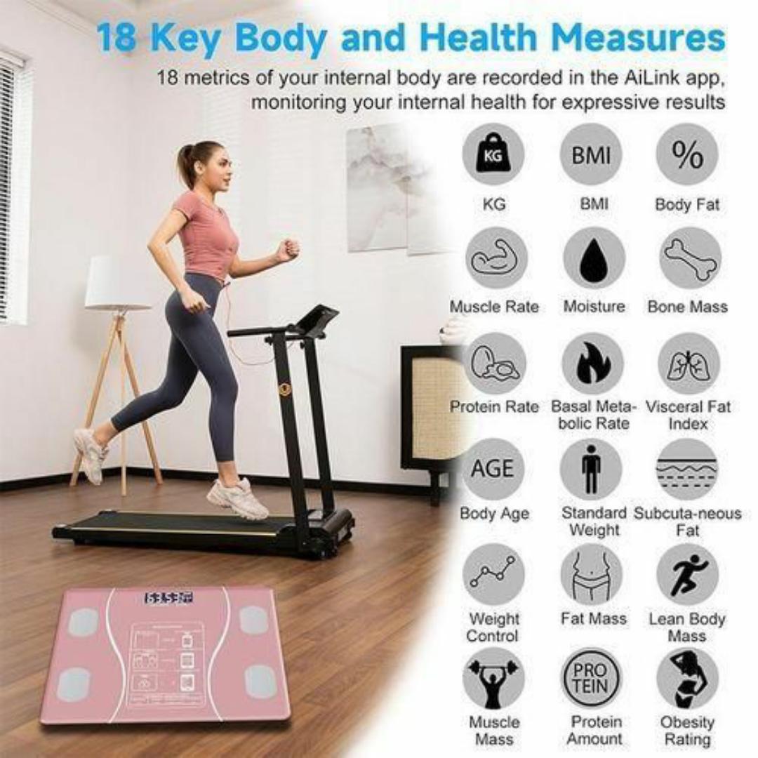 Okok BMI SMART DIGITAL WEIGHING SCALE MACHINE INTELLIGENT BODY FAT SCALE WITH FITNESS TRACKER MONITOR - 18 Health Metrics, App Synced, Temperature Monitor