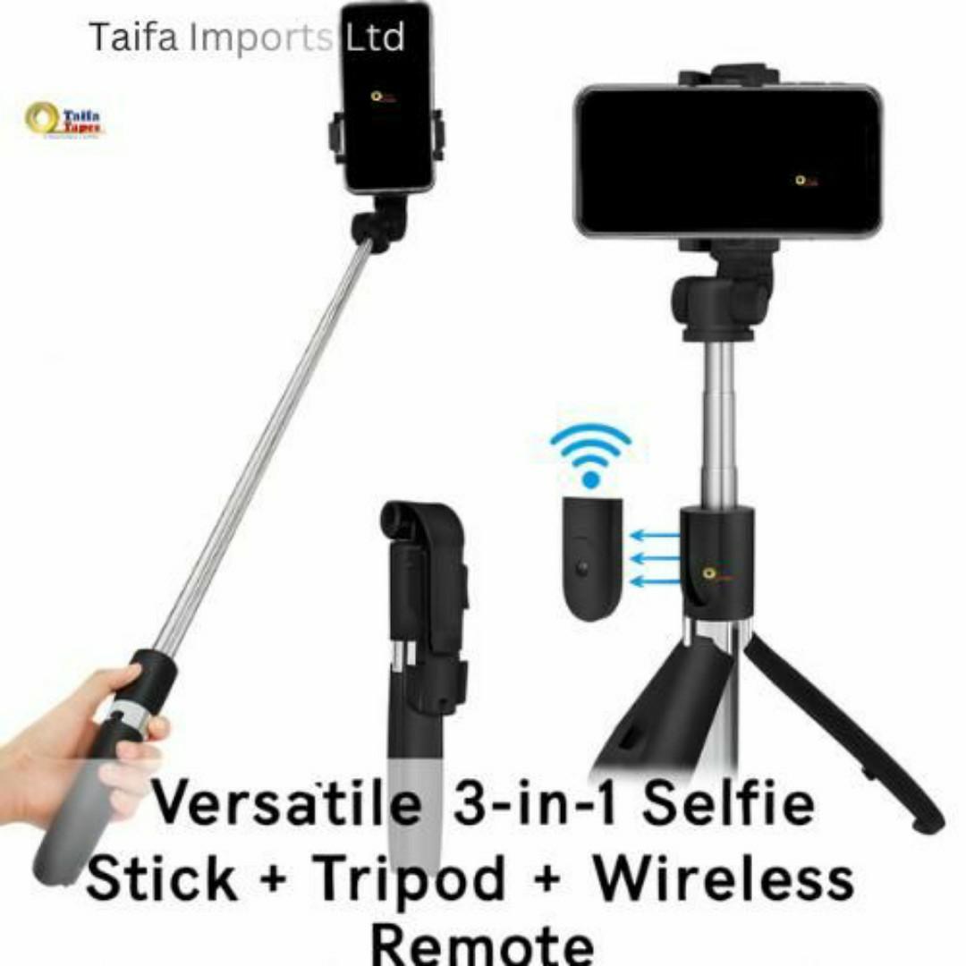ADJUSTABLE PHONE CAMERA TRIPOD STAND + Wireless Bluetooth Remote for Selfie Blogging YouTube video recording, podcast & blogging -3-in-1 Selfie Stick Tripod Stand - 360° Rotating Holder - LED Light