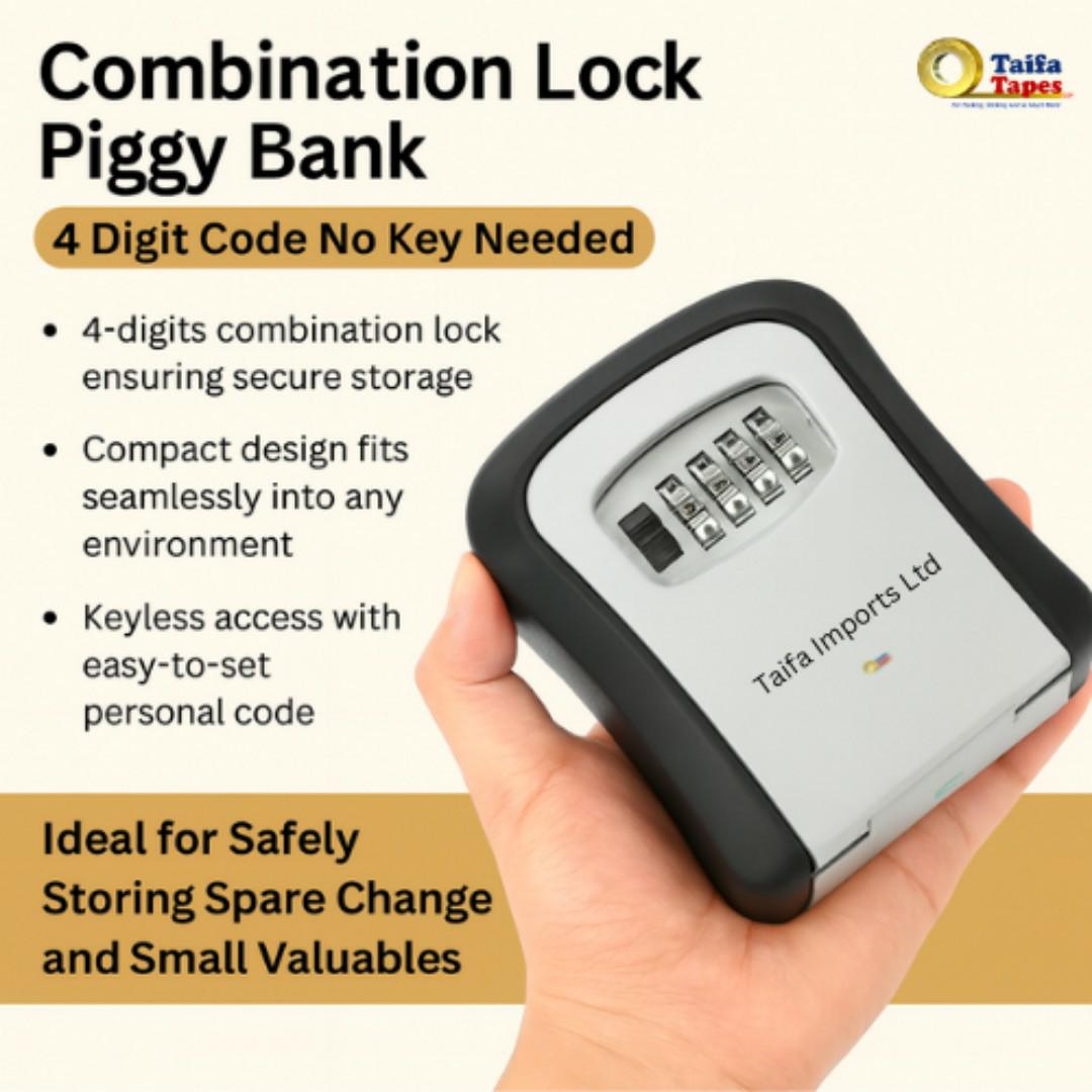 Heavy Duty Waterproof Key Lockbox - 4-Digit Combination - Rustproof Outdoor Wall Mount Safe Lock Box Multi Purpose Piggy Bank Locks