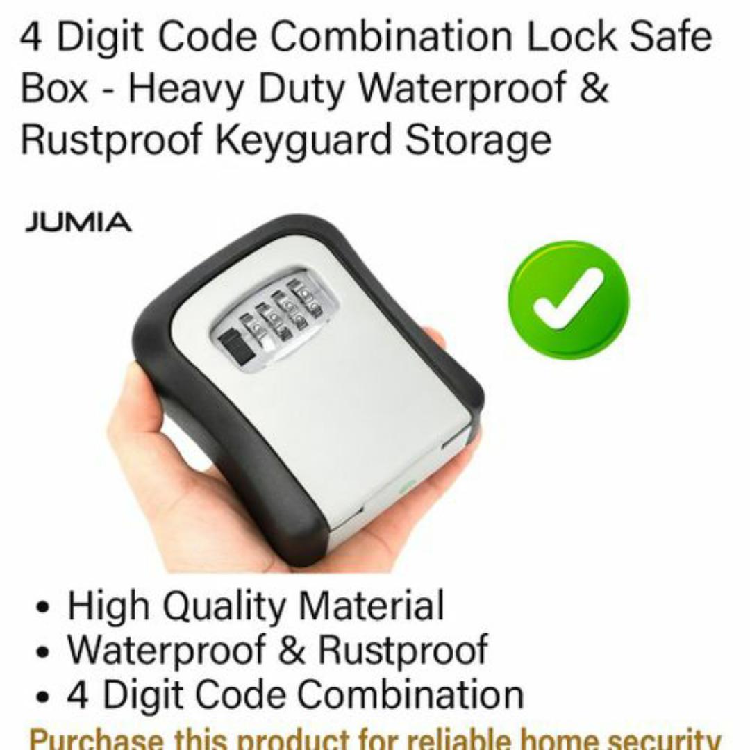 Heavy Duty Waterproof Key Lockbox - 4-Digit Combination - Rustproof Outdoor Wall Mount Safe Lock Box Multi Purpose Piggy Bank Locks