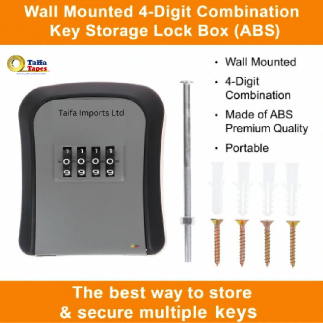 Heavy Duty Waterproof Key Lockbox - 4-Digit Combination - Rustproof Outdoor Wall Mount Safe Lock Box Multi Purpose Piggy Bank Locks