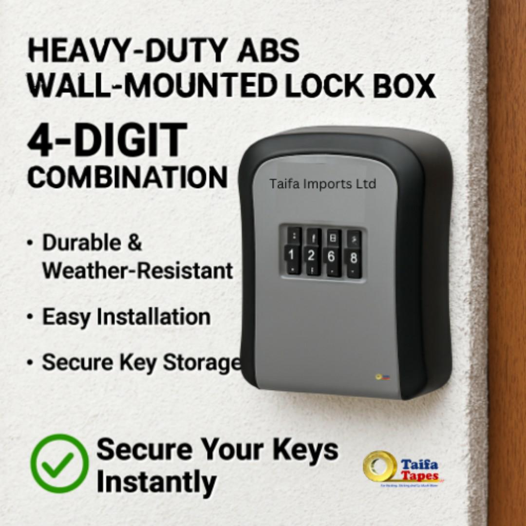 Heavy Duty Waterproof Key Lockbox - 4-Digit Combination - Rustproof Outdoor Wall Mount Safe Lock Box Multi Purpose Piggy Bank Locks