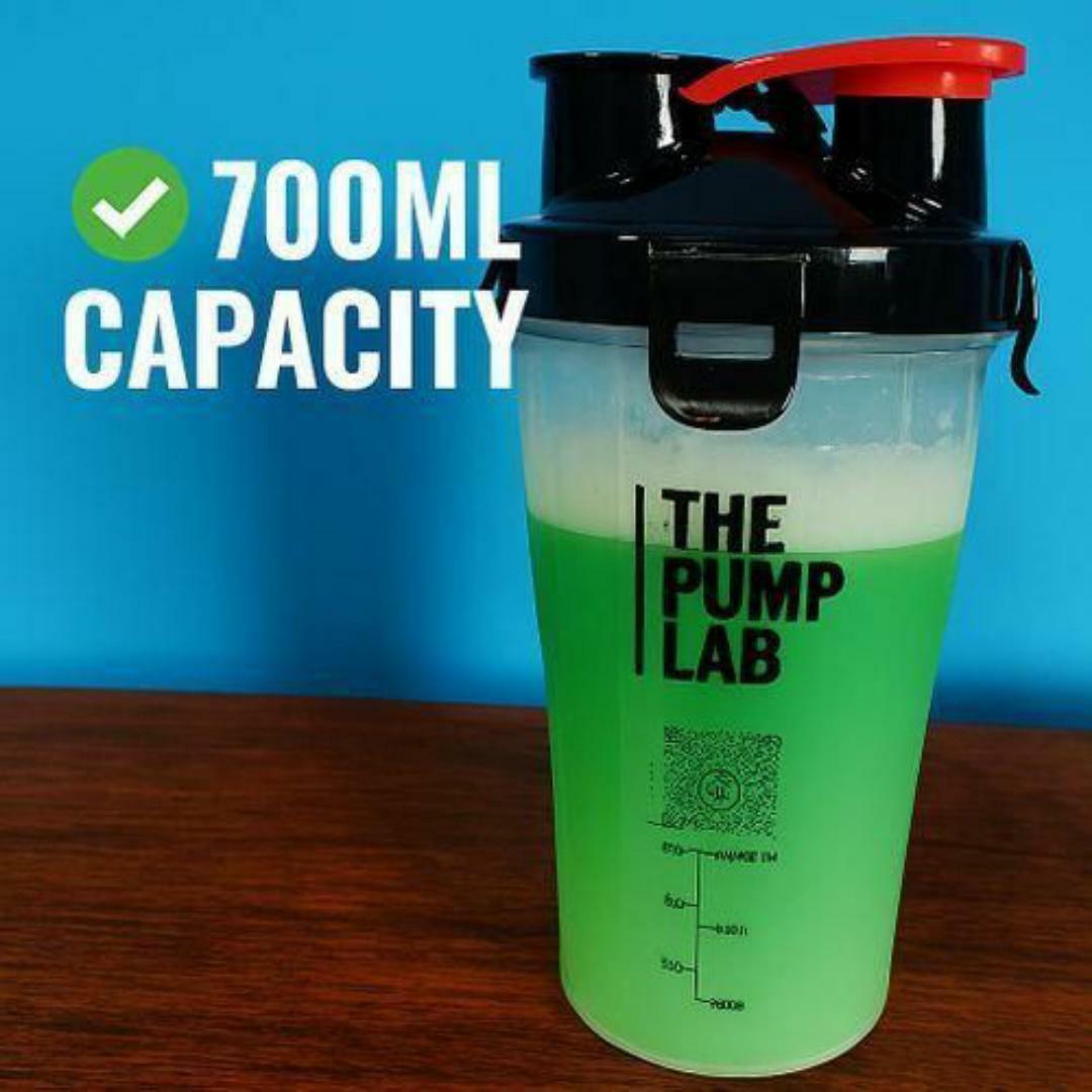THE PUMP LAB Premium Shaker Bottle - 700ml Leak Proof Protein Shake Mixer with Flip Cap & Carry Handle – Gym & Fitness Water Bottle