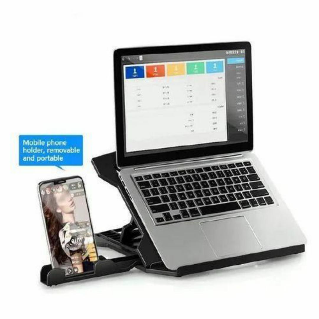2 in 1 Phone & Laptop Stand - Rotating, 8 Adjustable Height Levels, Anti-Slip & Ventilated Design for Cooling & Comfort