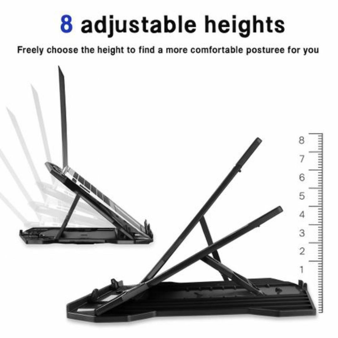2 in 1 Phone & Laptop Stand - Rotating, 8 Adjustable Height Levels, Anti-Slip & Ventilated Design for Cooling & Comfort