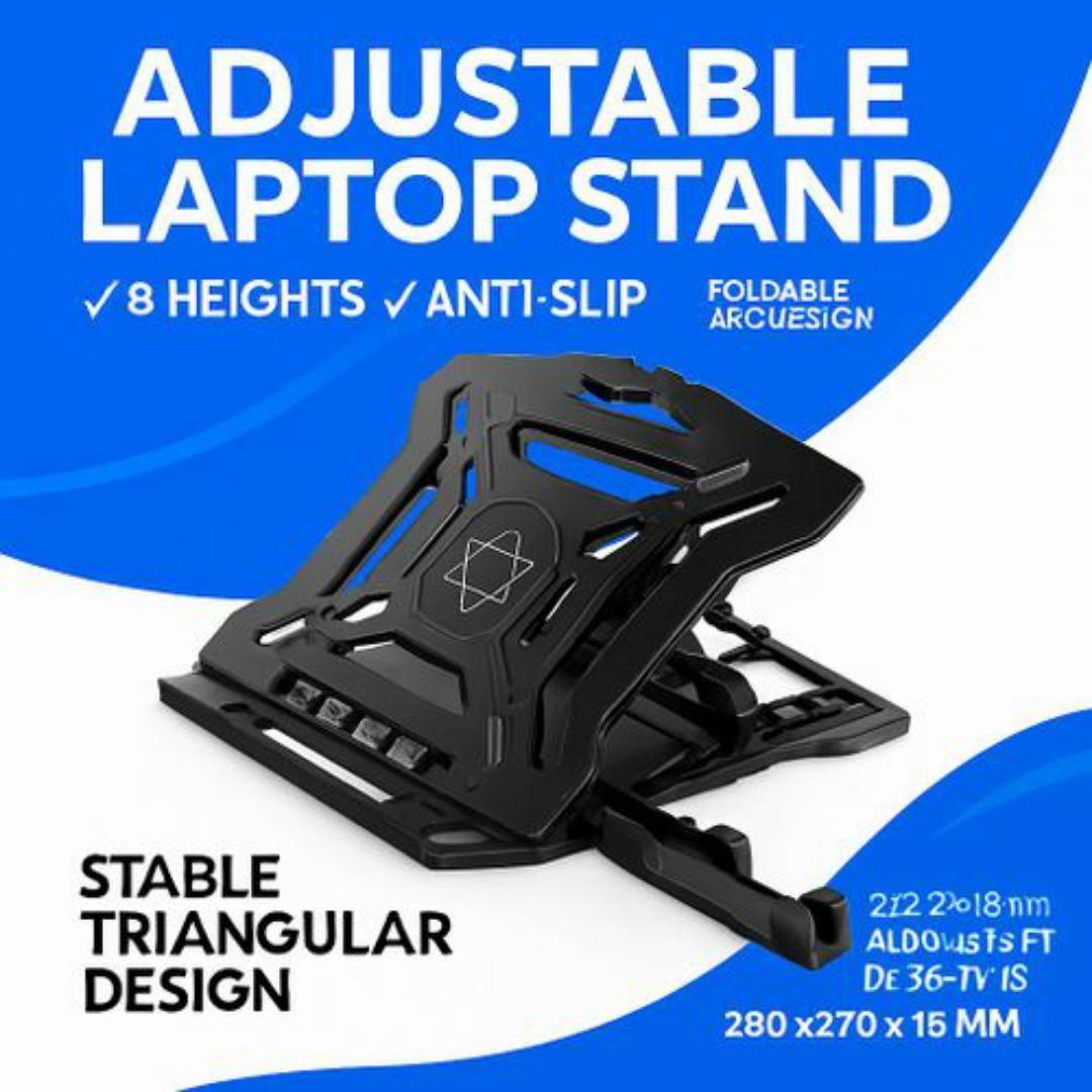 2 in 1 Phone & Laptop Stand - Rotating, 8 Adjustable Height Levels, Anti-Slip & Ventilated Design for Cooling & Comfort