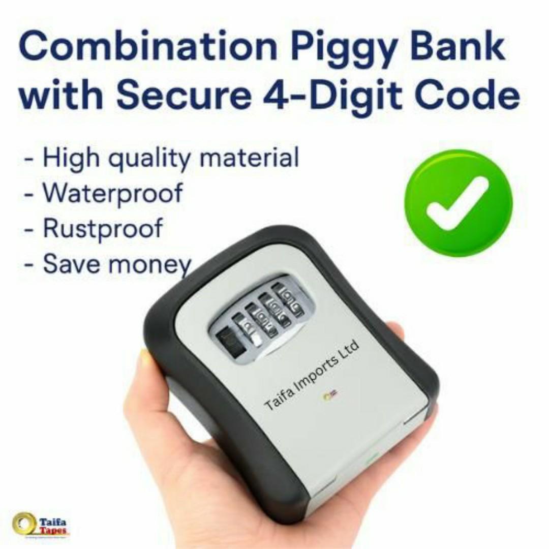 Secure Piggy Bank with 4-Digit Lock Box – Waterproof, Durable & Tamper-Proof Savings / Key Safe Lock Box