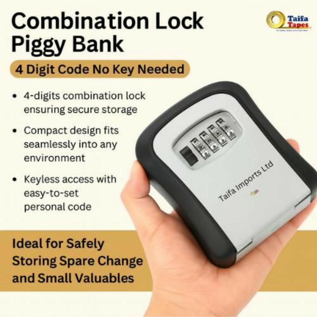 Secure Piggy Bank with 4-Digit Lock Box – Waterproof, Durable & Tamper-Proof Savings / Key Safe Lock Box