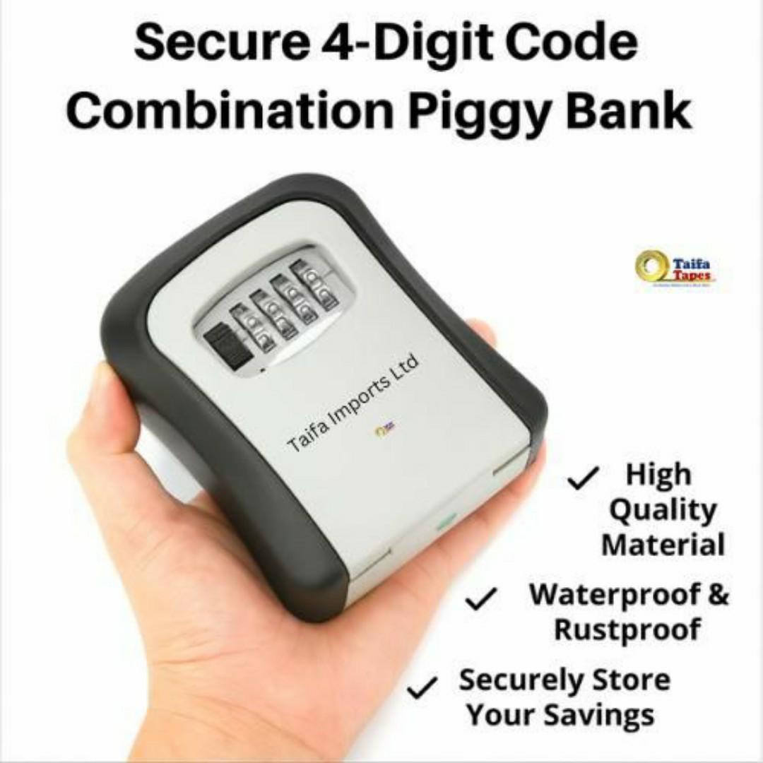 Secure Piggy Bank with 4-Digit Lock Box – Waterproof, Durable & Tamper-Proof Savings / Key Safe Lock Box
