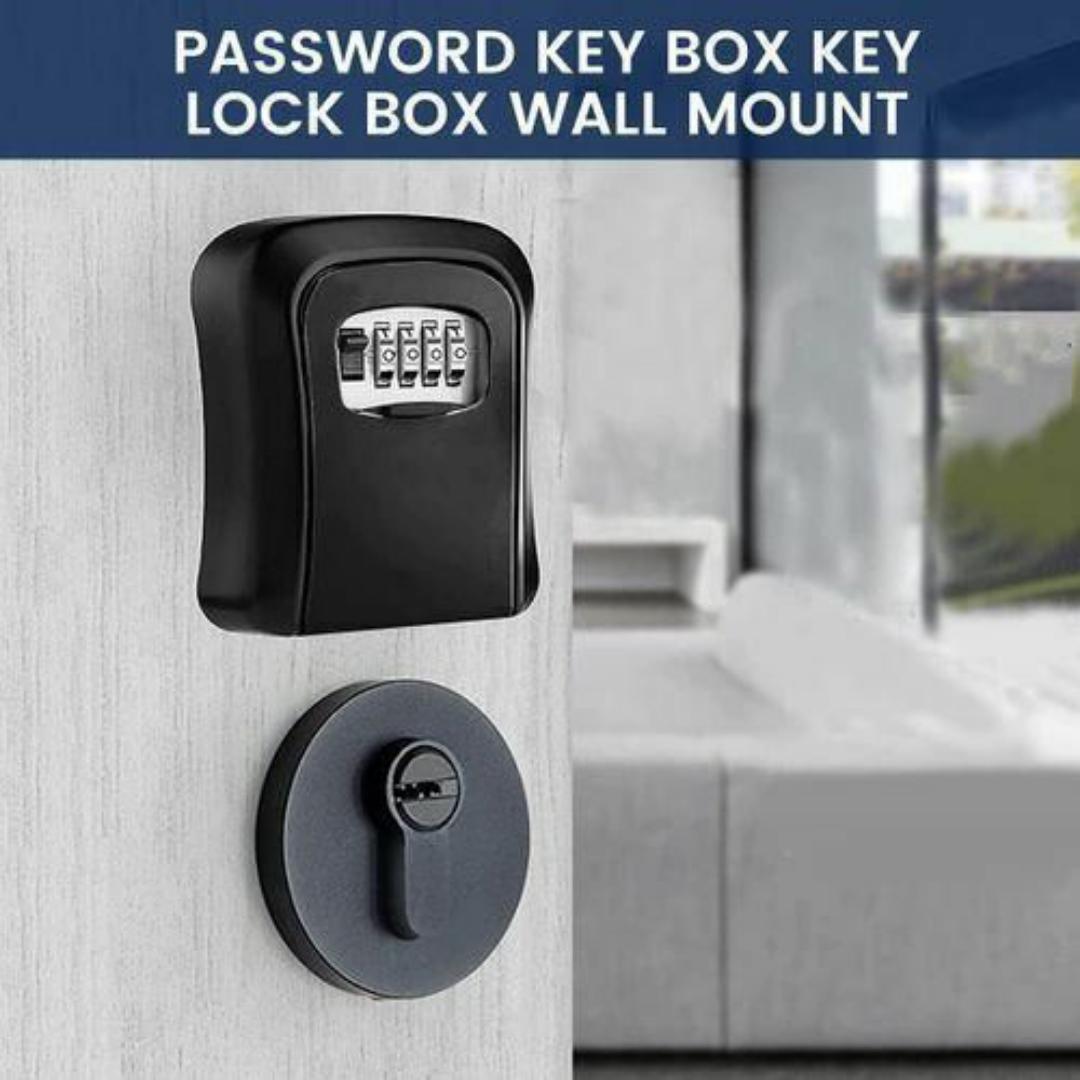 Anti-Theft Key Lock Box - 4 Digit Security Password Combination - Rustproof Outdoor Wall Mount Safe Lockbox