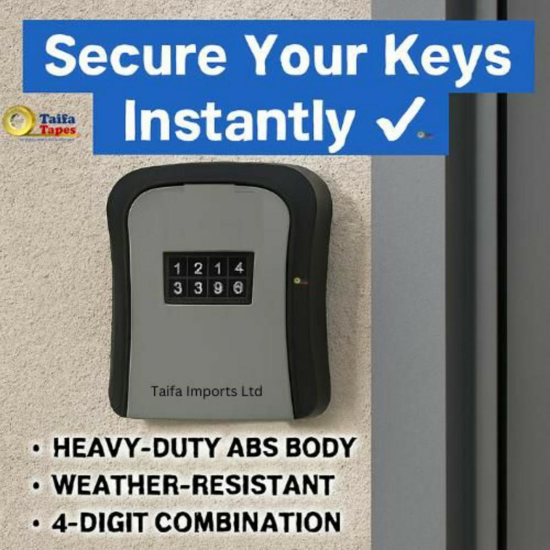 Anti-Theft Key Lock Box - 4 Digit Security Password Combination - Rustproof Outdoor Wall Mount Safe Lockbox