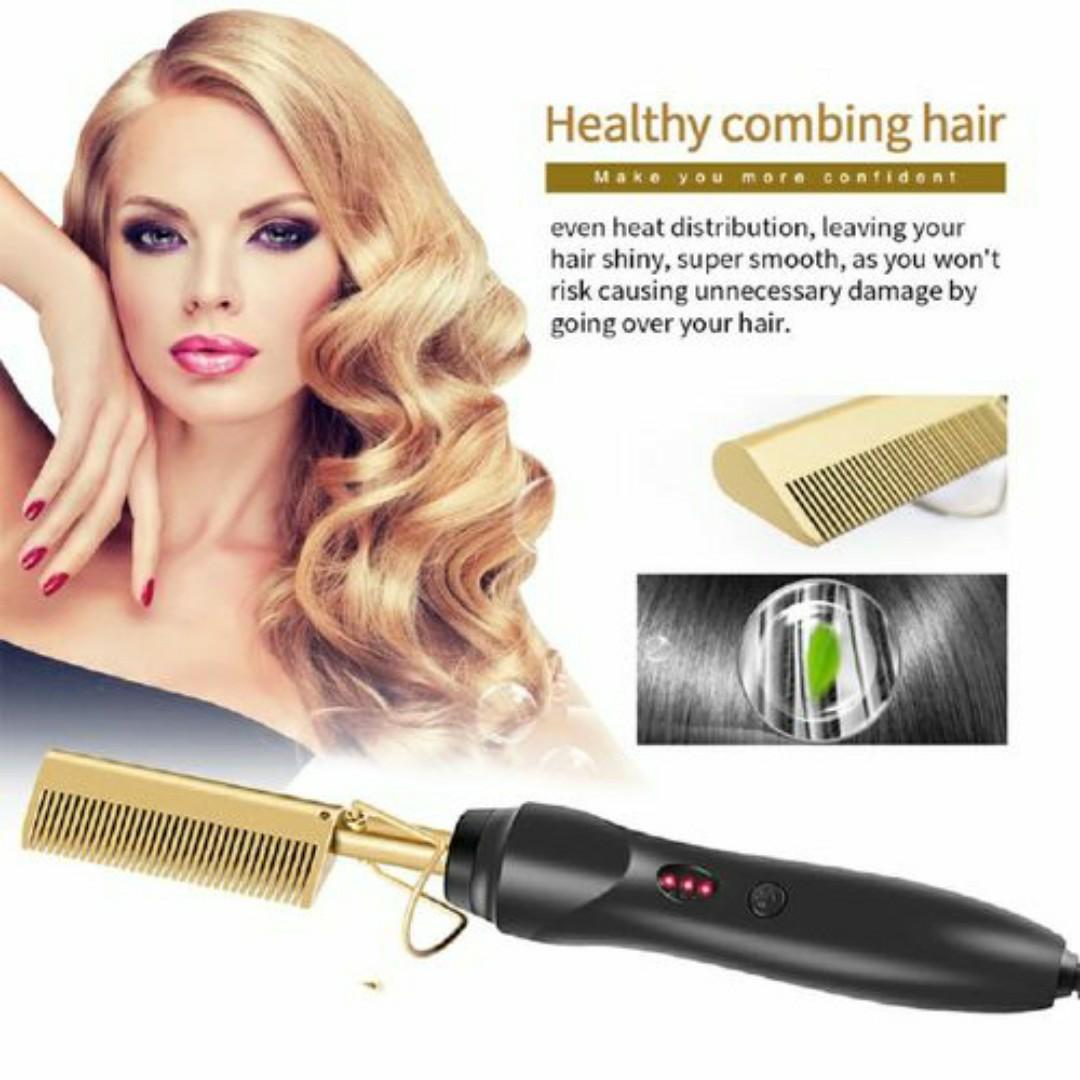 All-in-One Electric Hair Comb Straighten, Curl & Detangle in Minutes Anti-Frizz Styling for Natural Hair