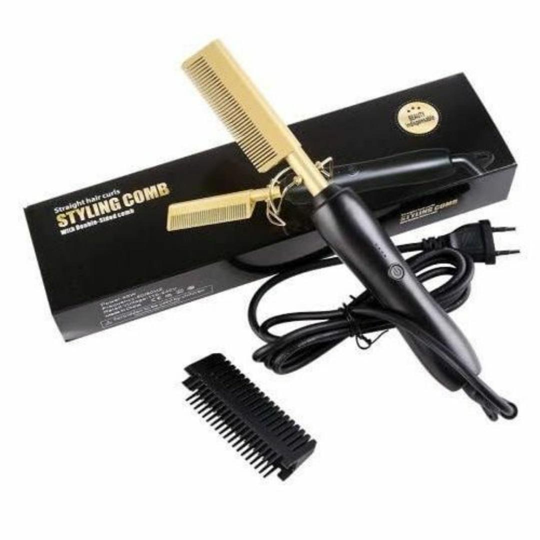 All-in-One Electric Hair Comb Straighten, Curl & Detangle in Minutes Anti-Frizz Styling for Natural Hair