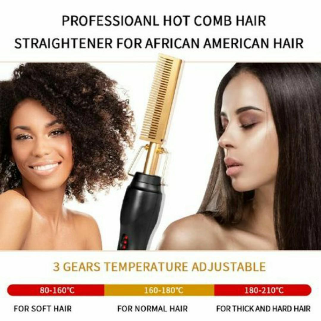 All-in-One Electric Hair Comb Straighten, Curl & Detangle in Minutes Anti-Frizz Styling for Natural Hair