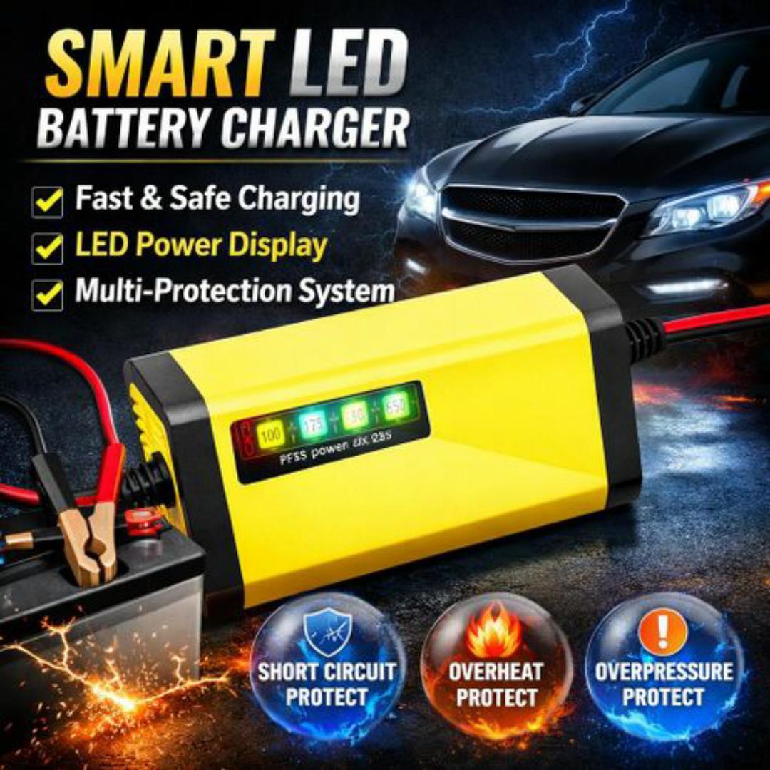 12V Smart Repair Car Battery Charger – Fast Charging, Auto Stop, Winter/Summer Modes - For Cars, Motorcycle & Minivan