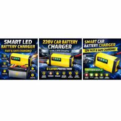 12V Smart Repair Car Battery Charger – Fast Charging, Auto Stop, Winter/Summer Modes - For Cars, Motorcycle & Minivan