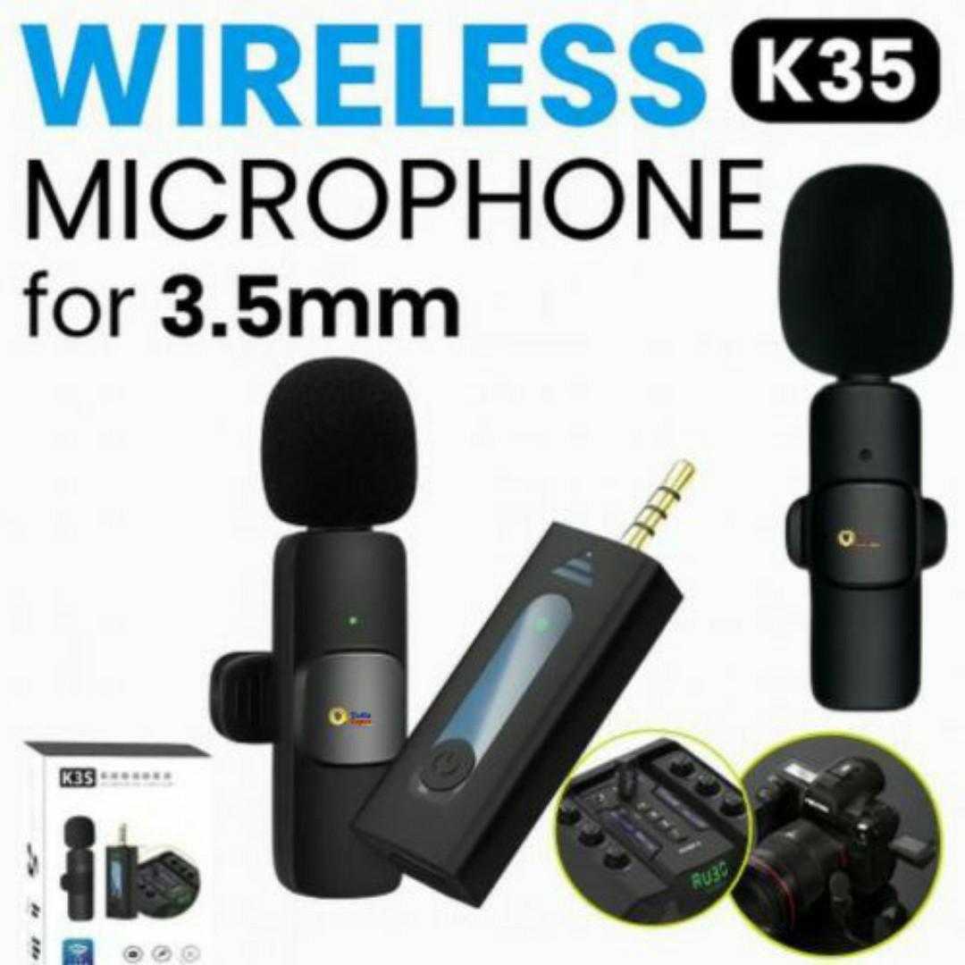 2-in-1 Wireless Lavalier Microphone Dual Mic with 3.5mm Adapter Receiver – Clear Audio for Vlogging, Podcast & YouTube – Compatible with Smartphones & Laptops