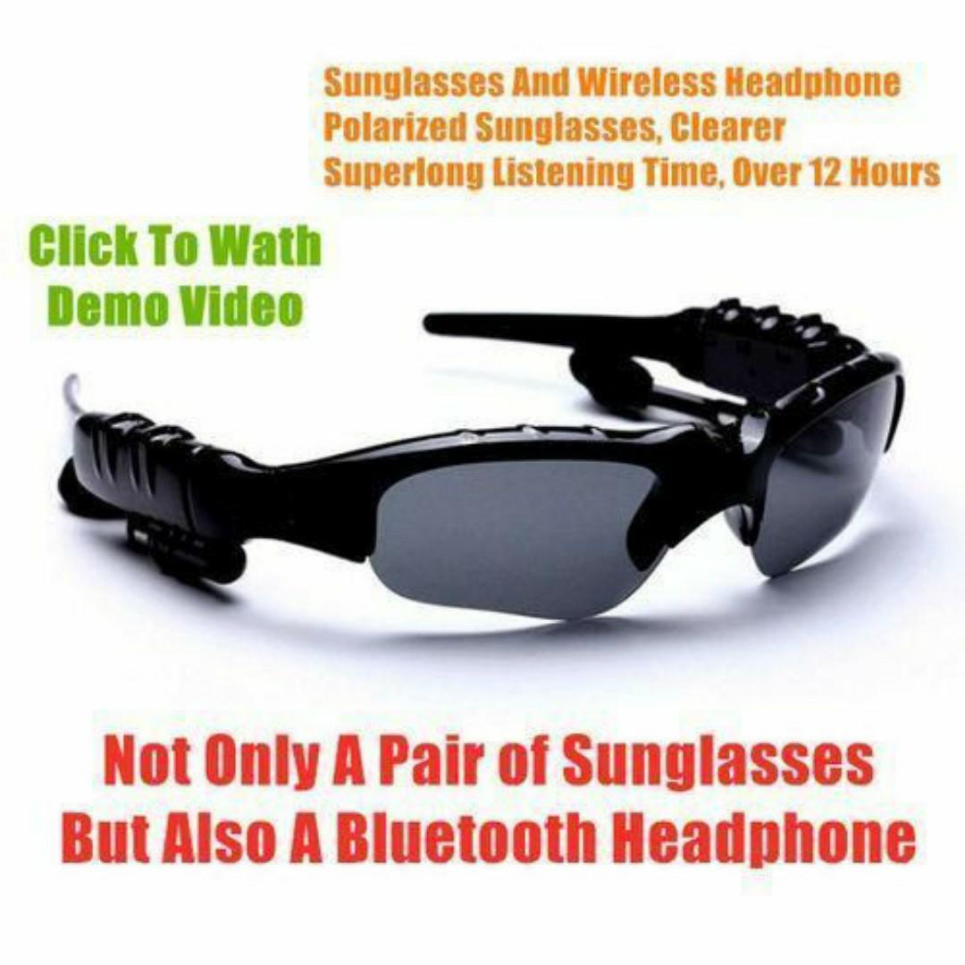 FBI Smart Wireless Sports UV Sunglasses with Bluetooth Headset Headphones with Built-in Microphone & Black Carry Case – Listen, Talk & Protect Your Eyes