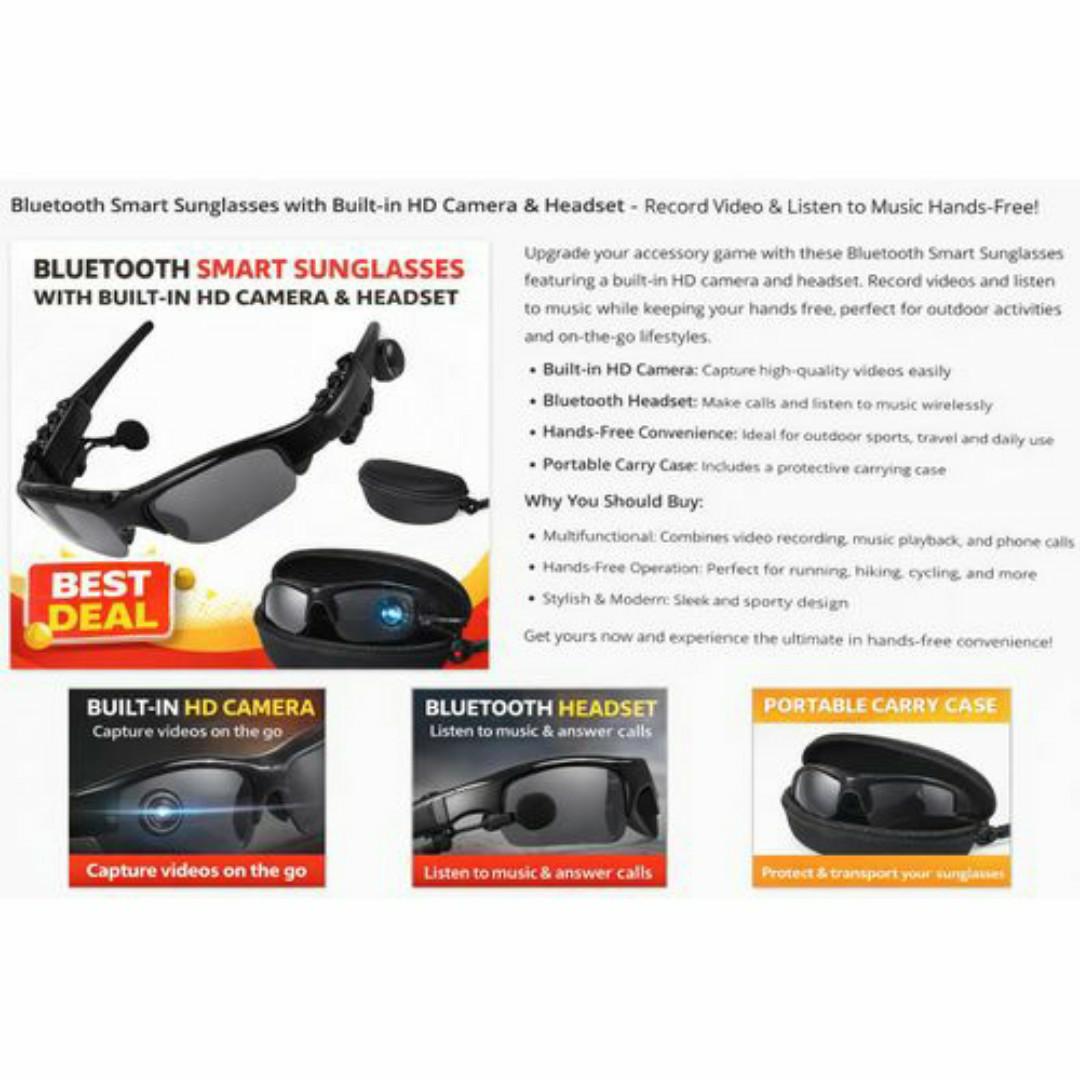 FBI Smart Wireless Sports UV Sunglasses with Bluetooth Headset Headphones with Built-in Microphone & Black Carry Case – Listen, Talk & Protect Your Eyes