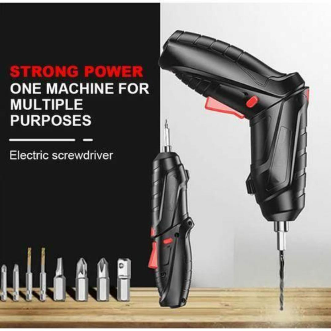 Rechargeable Electric Screwdriver Cordless Drill – 15PCS Multi Purpose Tool Kit with Bits & USB Cable