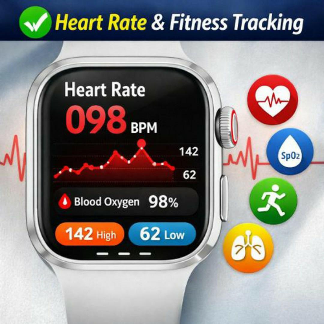 SmartFit™ Fitness Smartwatch - BP Heart Rate, Sleep, Steps, Bluetooth Calls, Social Alerts - Sports Watches for Men / Ladies / Women