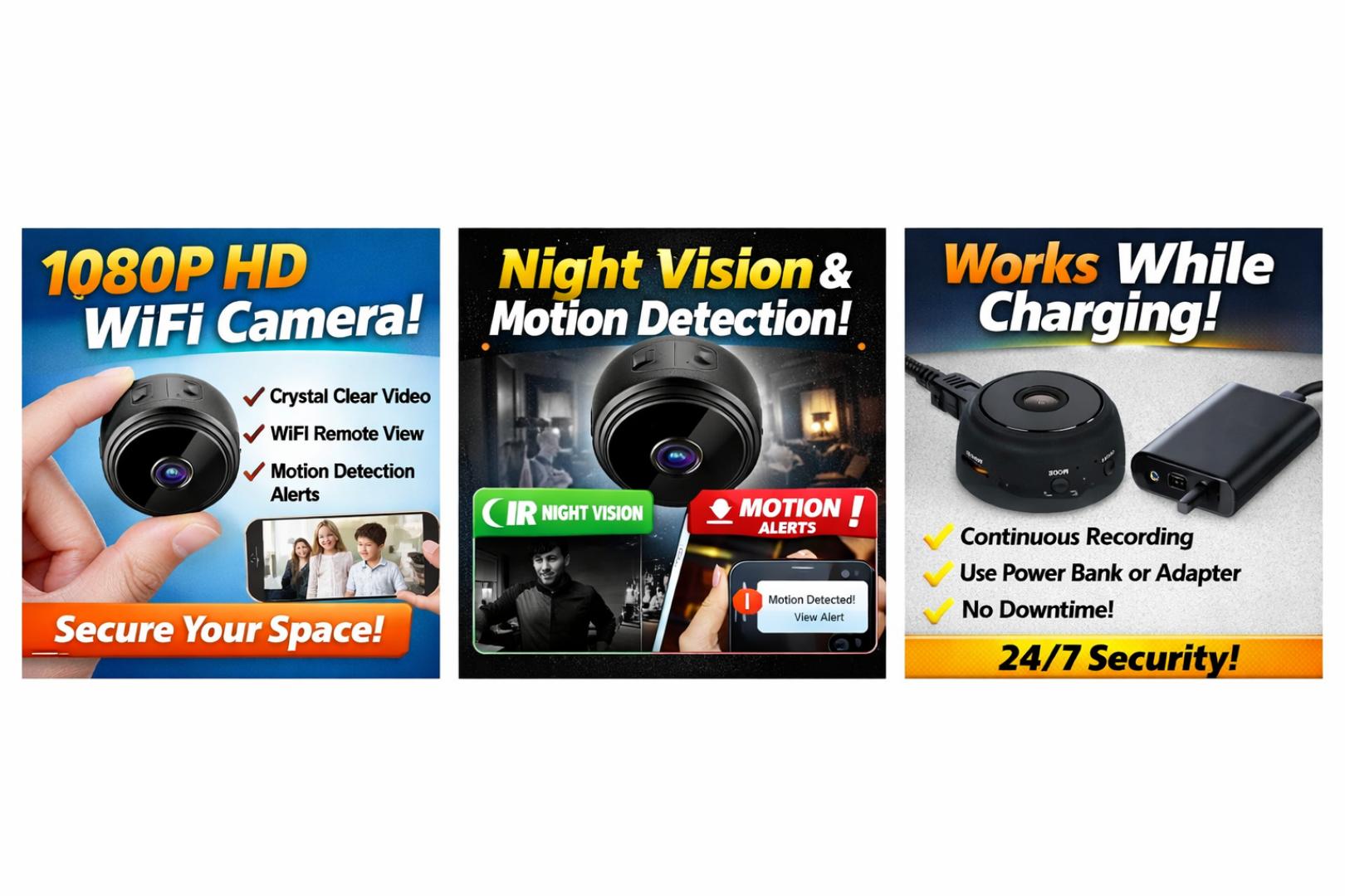 A9 MINI SPY NANNY WIFI CCTV CAMERA HIDDEN CAMERA - 1080P SPY SECURITY SURVEILLANCE CAMERAS - Motion Detection, Works While Charging