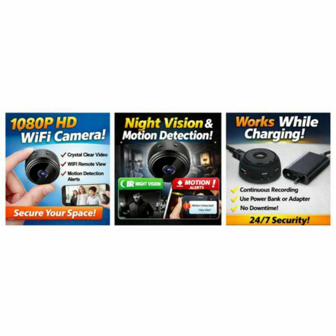 A9 MINI SPY NANNY WIFI CCTV CAMERA HIDDEN CAMERA - 1080P SPY SECURITY SURVEILLANCE CAMERAS - Motion Detection, Works While Charging