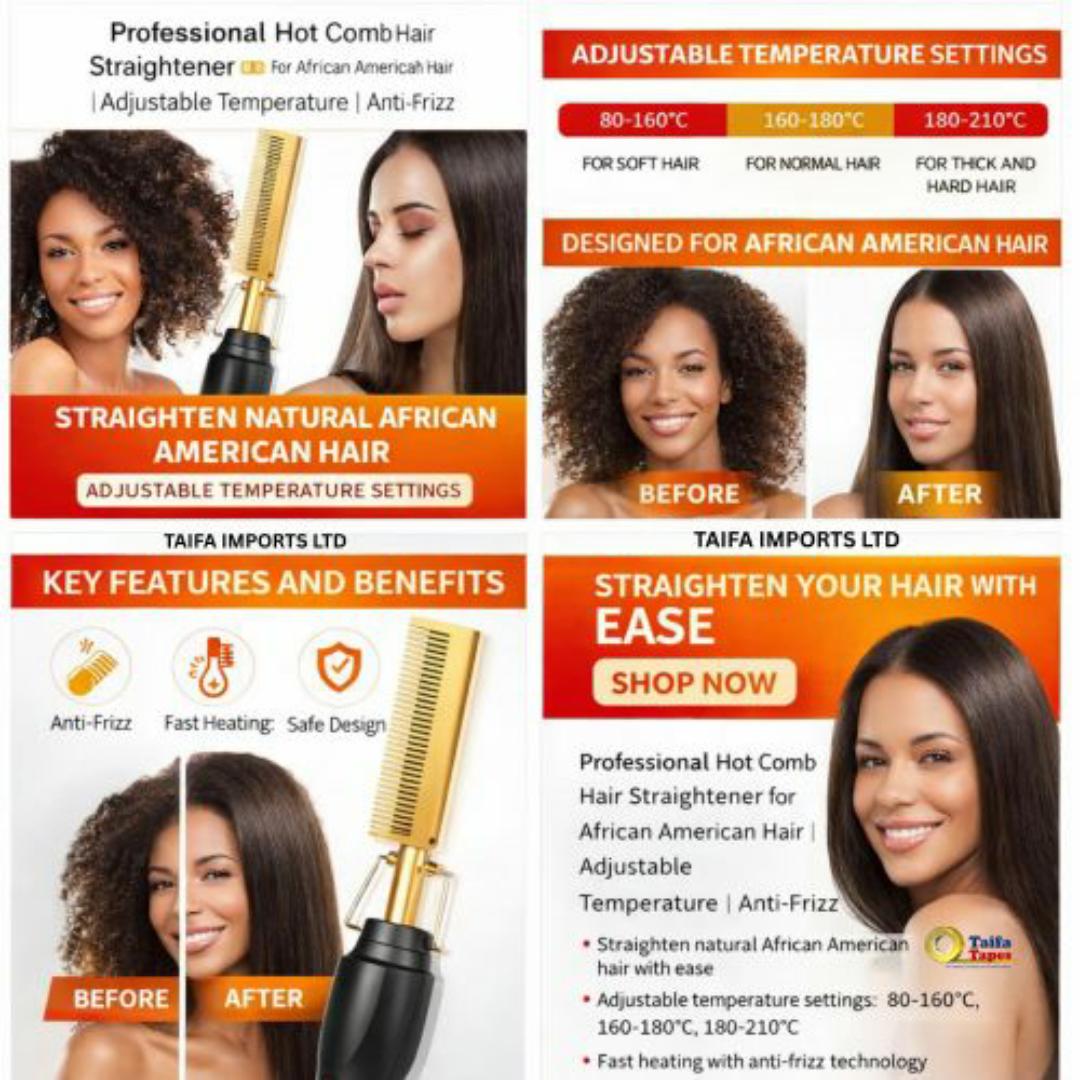 IONIC HAIR DRYER HAIR STRAIGHTENER HOT AIR COMB BRUSH & VOLUMIZER - Effortless Hair Styling in Minutes