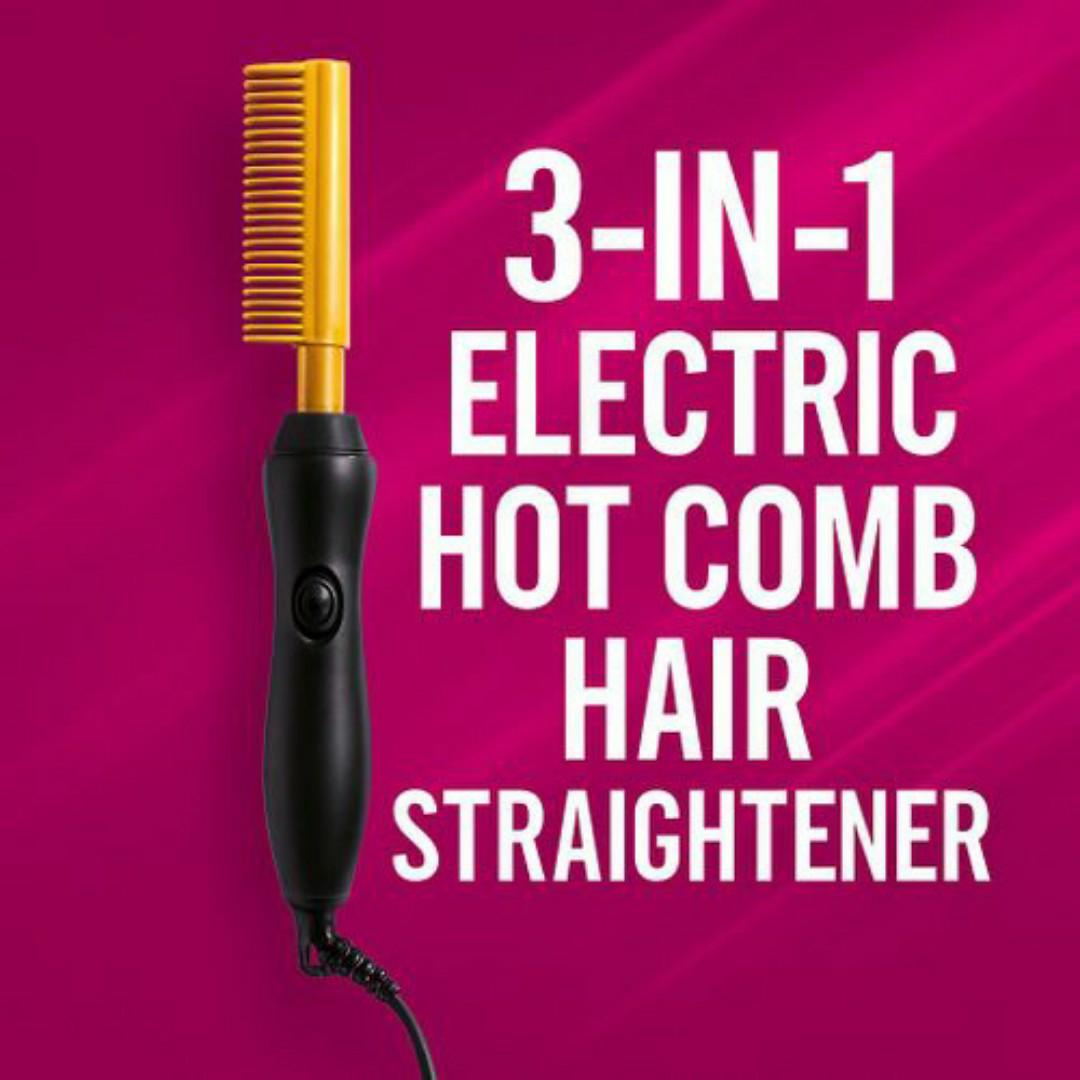 Professional Heated Hair Straightening Hot Air Comb – Ionic Styling Comb for Smooth, Shiny & Frizz-Free Hair – Portable Electric Hot Brush for All Hair Types