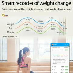 WEIGHING SCALE DIGITAL MACHINE INTELLIGENT BMI BODY FAT SCALE WITH BLUETOOTH APP (OKOK) - 18 Multi Metrics Smart Fitness Tracker 1 x BMI SMART scale with ABatt