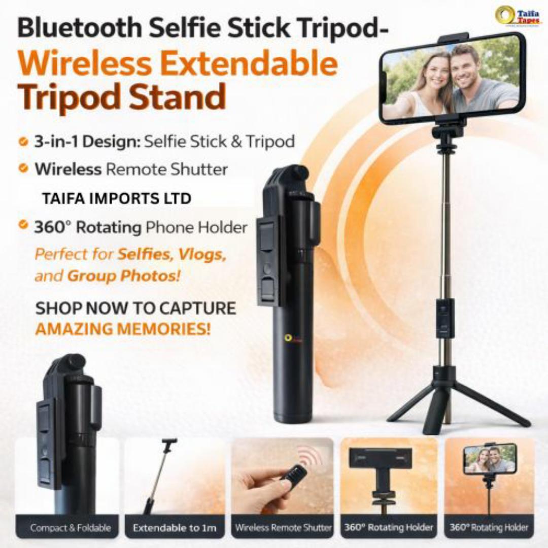 ADJUSTABLE PHONE CAMERA TRIPOD STAND + Wireless Bluetooth Remote for Selfie Blogging, YouTube, Video recording, podcast - 360° Rotating Phone Holder Tripod Stand