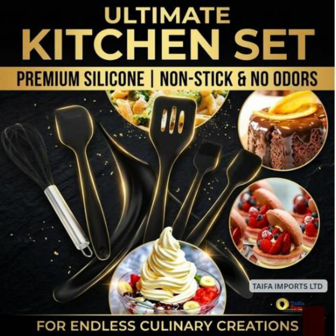 SPICEE 5 Piece Silicone Cooking & Baking Utensil Tools Set - Whisk, Spatulas, Brush & Scraper - Easy Cleaning, Heat Resistant