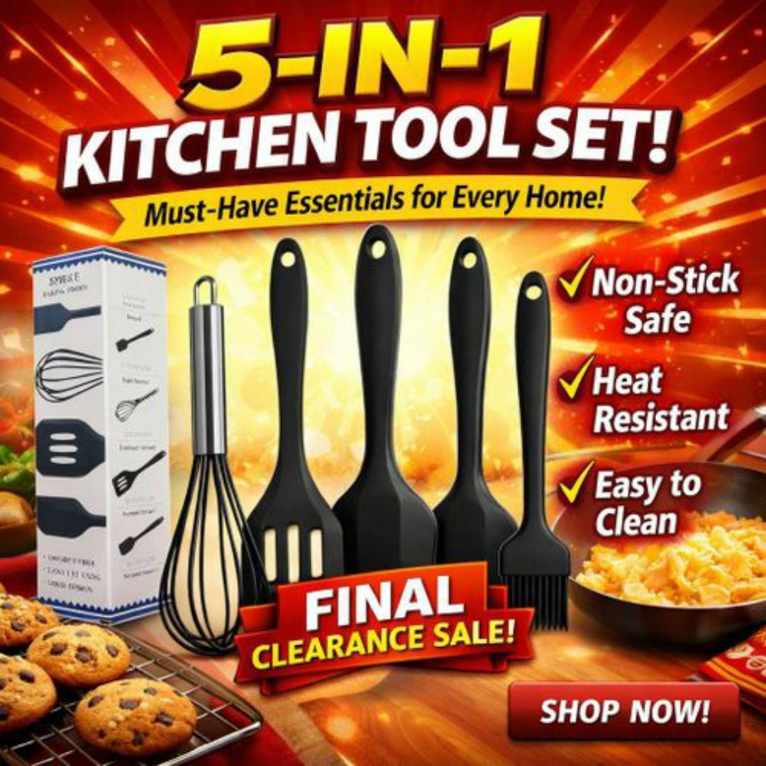 SPICEE 5 Piece Silicone Cooking & Baking Utensil Tools Set - Whisk, Spatulas, Brush & Scraper - Easy Cleaning, Heat Resistant