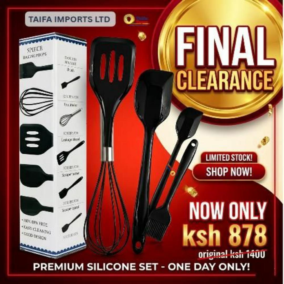 SPICEE 5 Piece Silicone Cooking & Baking Utensil Tools Set - Whisk, Spatulas, Brush & Scraper - Easy Cleaning, Heat Resistant