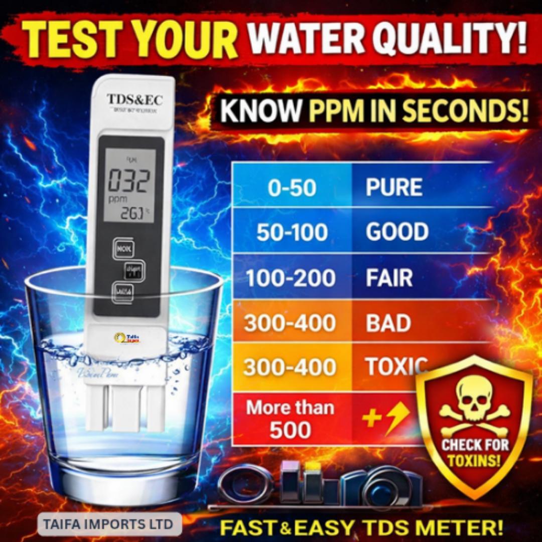TDS, EC & TEMPERATURE METER (3-IN-1) – Accurate Water Quality Tester for Drinking Water, Aquarium, Hydroponics, Pool & Lab – Portable with Calibration Function