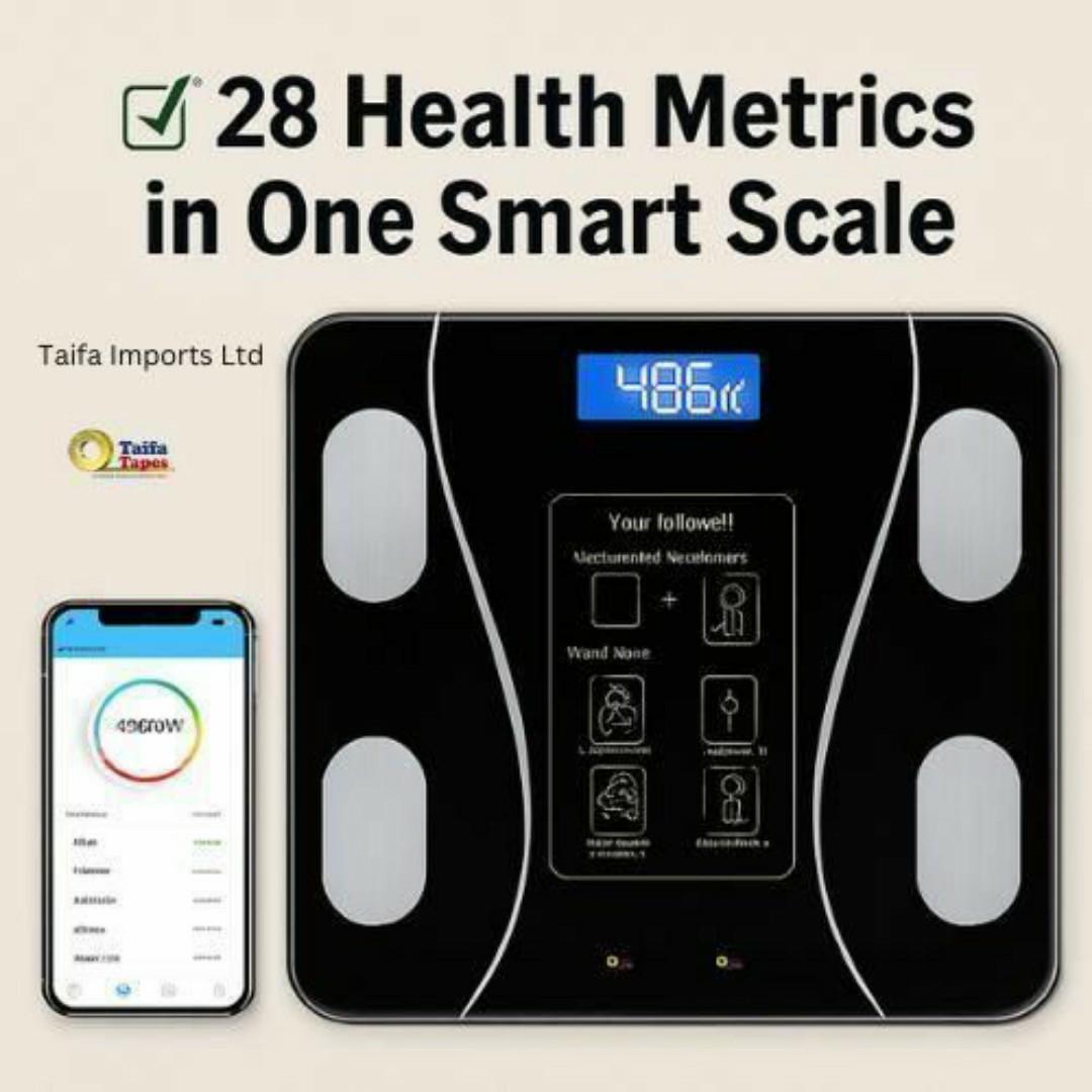 BATHROOM SCALE WEIGHING SCALE DIGITAL MACHINE INTELLIGENT BMI BODY FAT SCALE WITH BLUETOOTH APP (OKOK) - Muscle, Hydration - 12 Health Tracking Metrics - Full Body Analysis