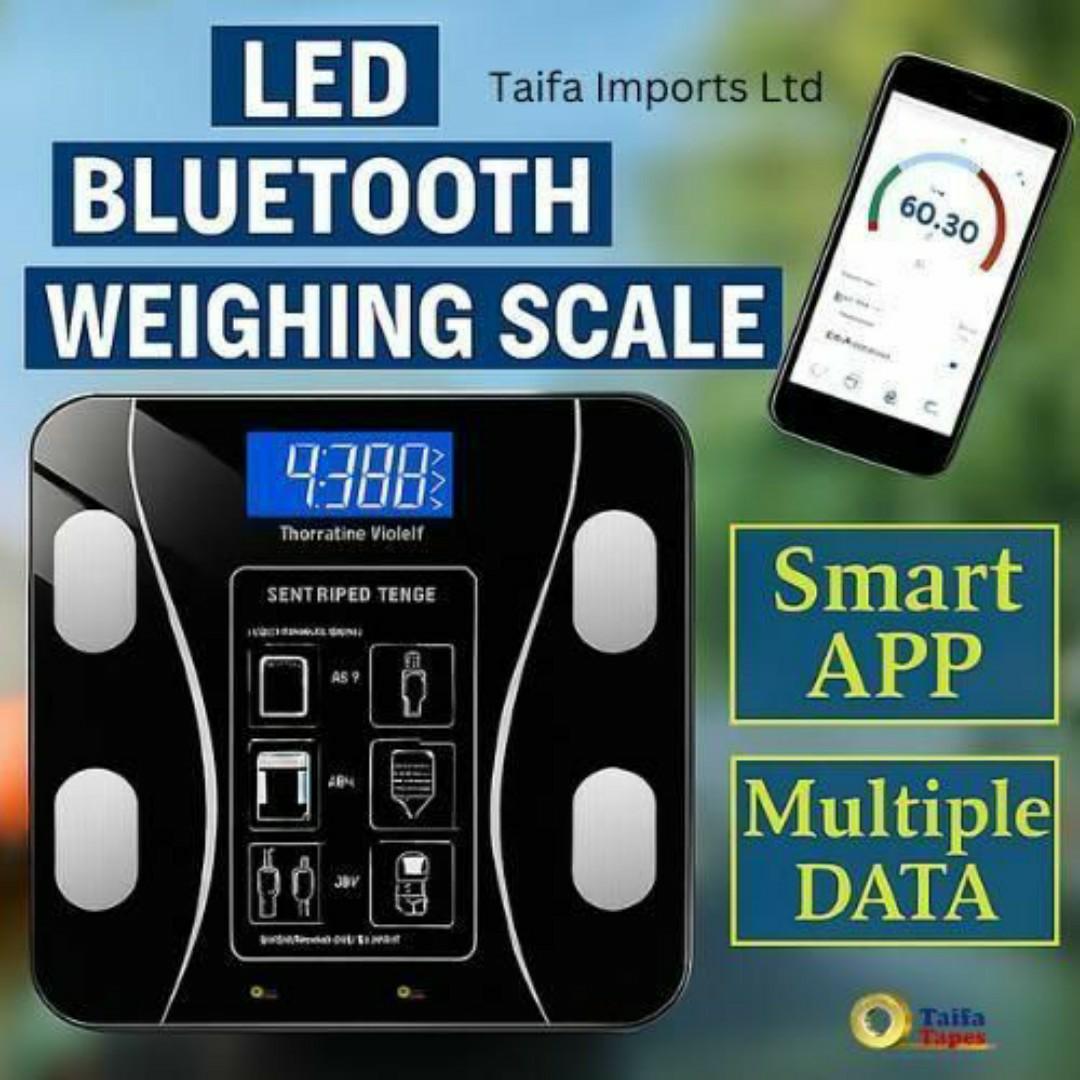 BATHROOM SCALE WEIGHING SCALE DIGITAL MACHINE INTELLIGENT BMI BODY FAT SCALE WITH BLUETOOTH APP (OKOK) - Muscle, Hydration - 12 Health Tracking Metrics - Full Body Analysis