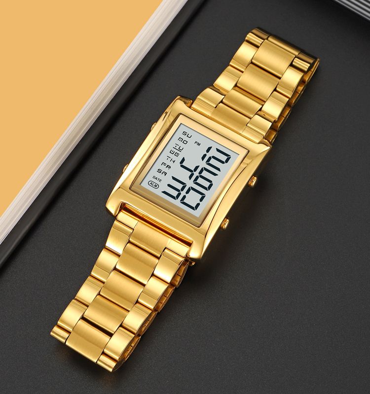 SKMEI Men’s 2550 Digital Watch Waterproof LED Lights with Stainless Steel and Luminous Alarm