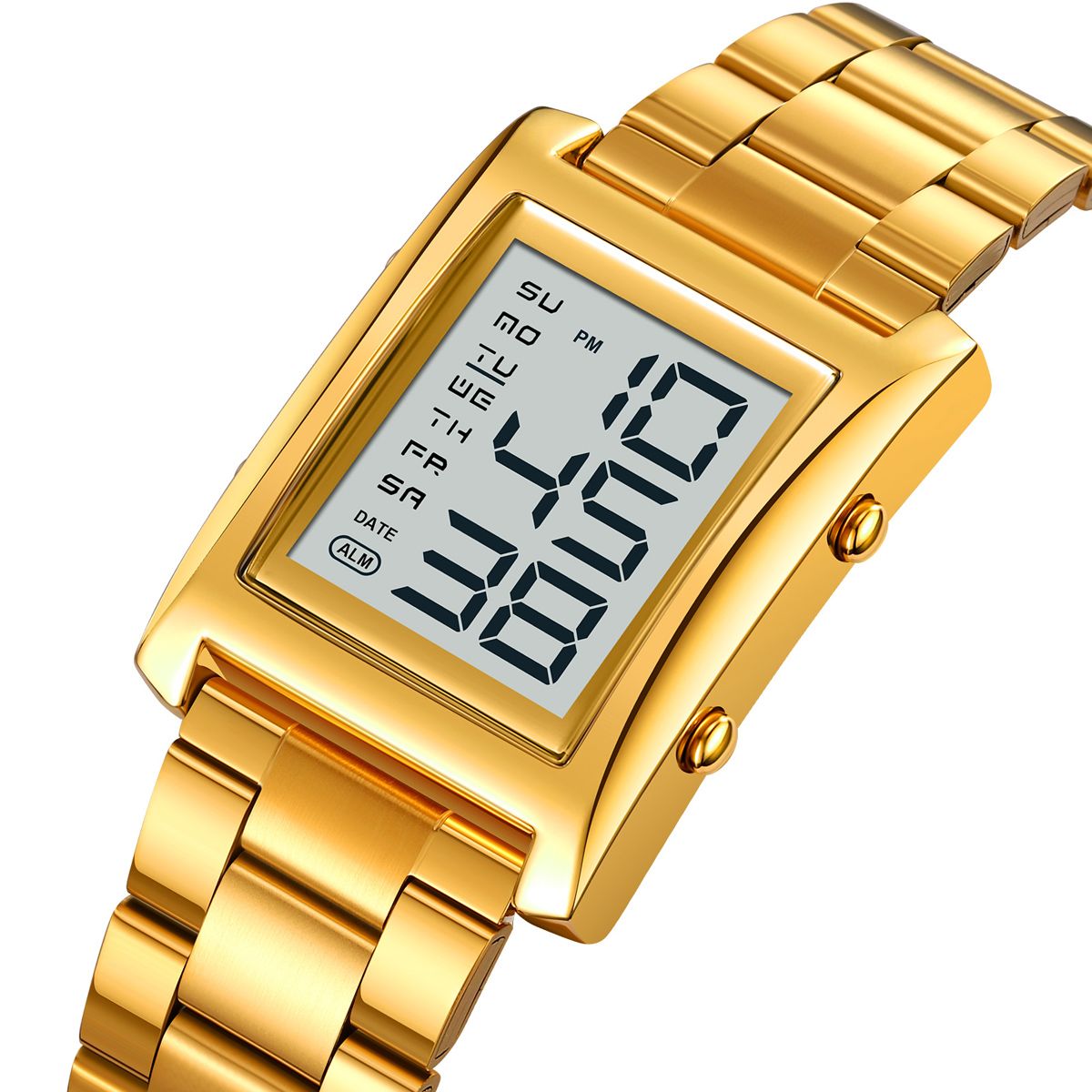 SKMEI Men’s 2550 Digital Watch Waterproof LED Lights with Stainless Steel and Luminous Alarm